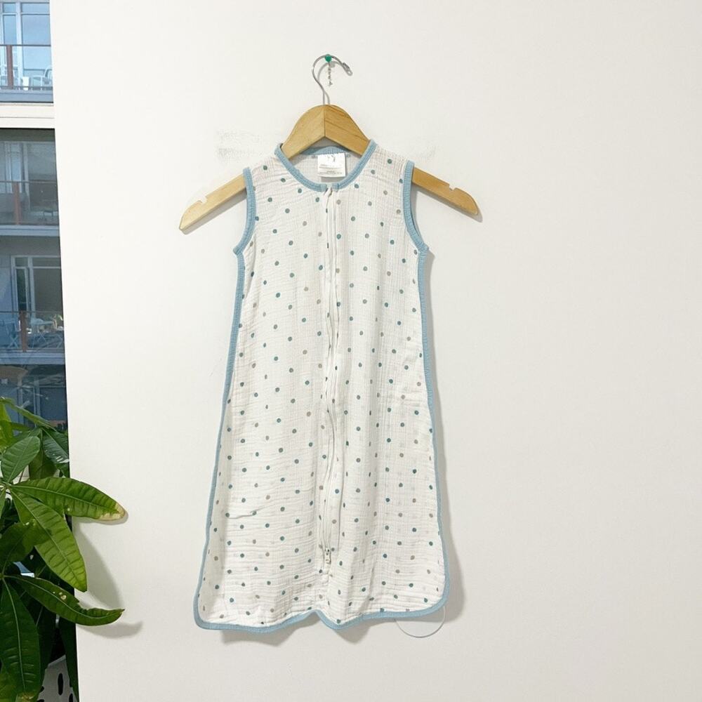 Aden + Anais Blue Polka Dot Print Cotton Sleepsack Size Medium 8-12 Months